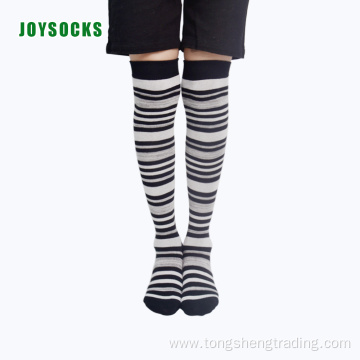 over knee striped color cotton fashion lady's socks